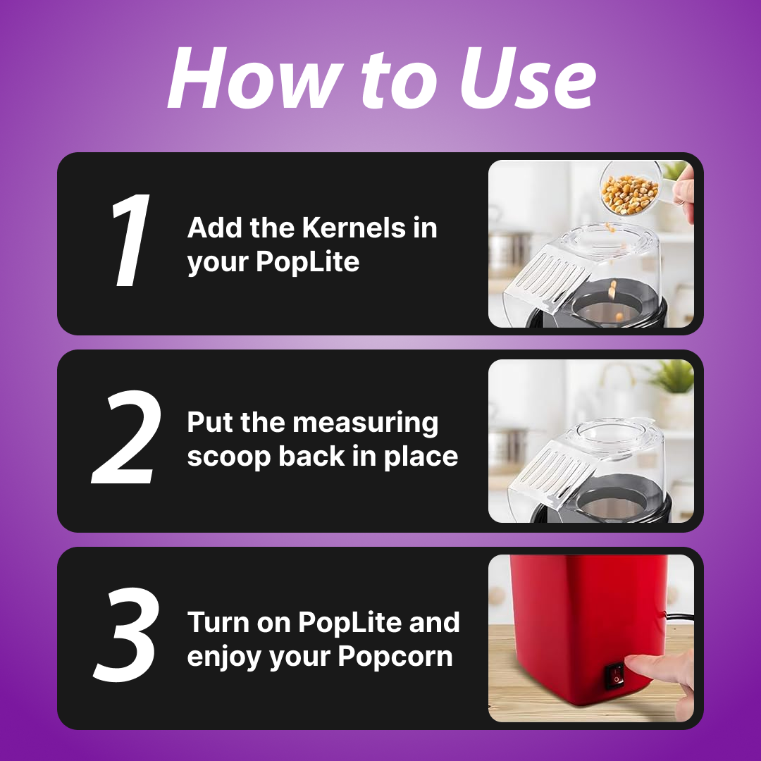 PopLite™ - Electric Popcorn Maker I Oil-Free and Healthy